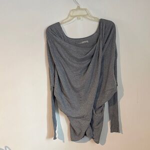 AllSaints Gray Draped Long Sleeve Top
